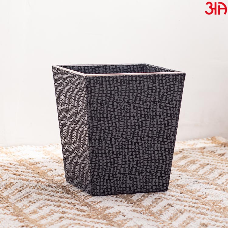 Grey Vegan Leather Dustbin (22x25) CM