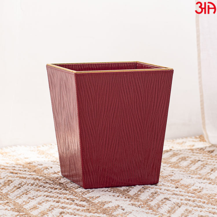 Red Vegan Leather Dustbin (22x25) CM