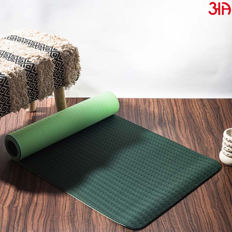 deep green light green yoga mat