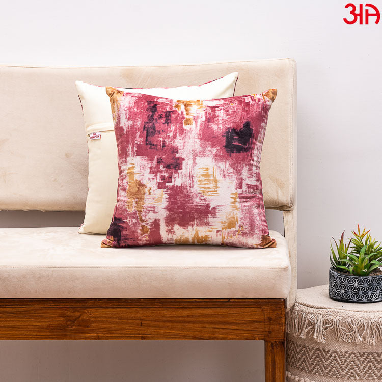 digital printed velvet cushion pink2