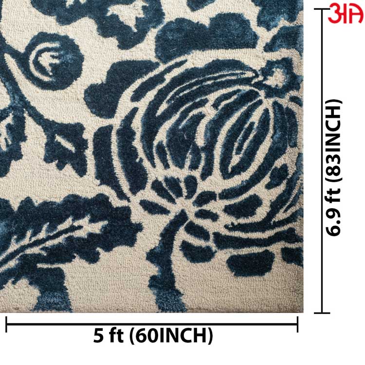 Floral Printed Jute Woolen Embossed Carpet