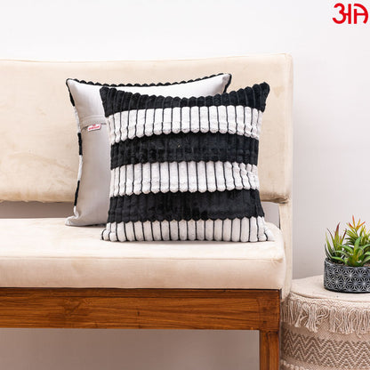 white black Fur Stripe Cushion Covers2