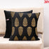 Black Gold Embroidered Leaf Cushion Cover