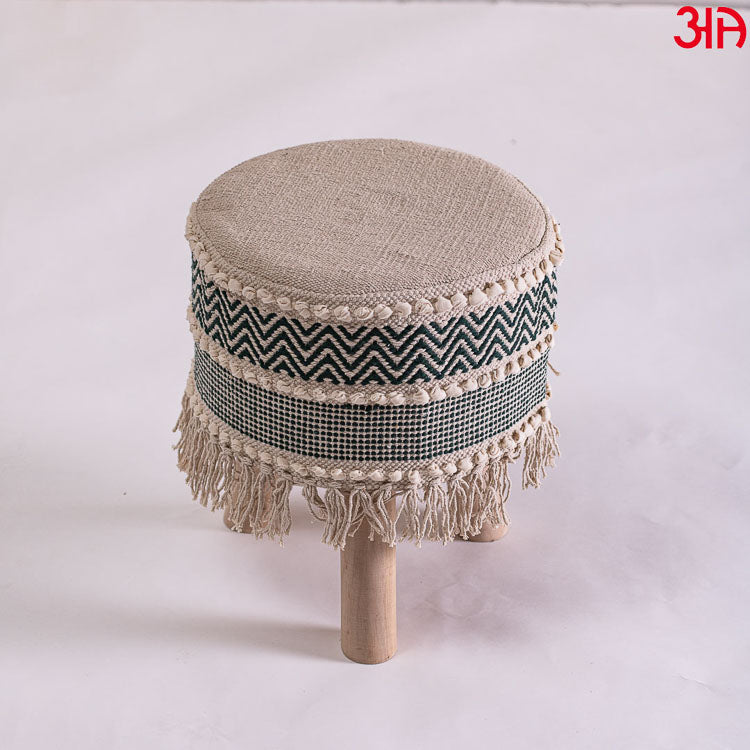 Green jute hand crafted stool short2