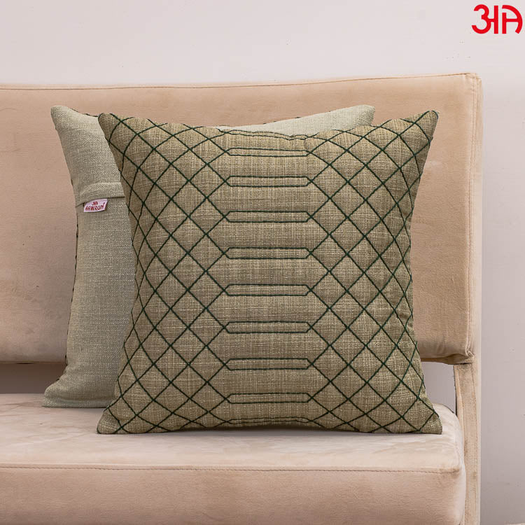 green jute quilted cushion covers