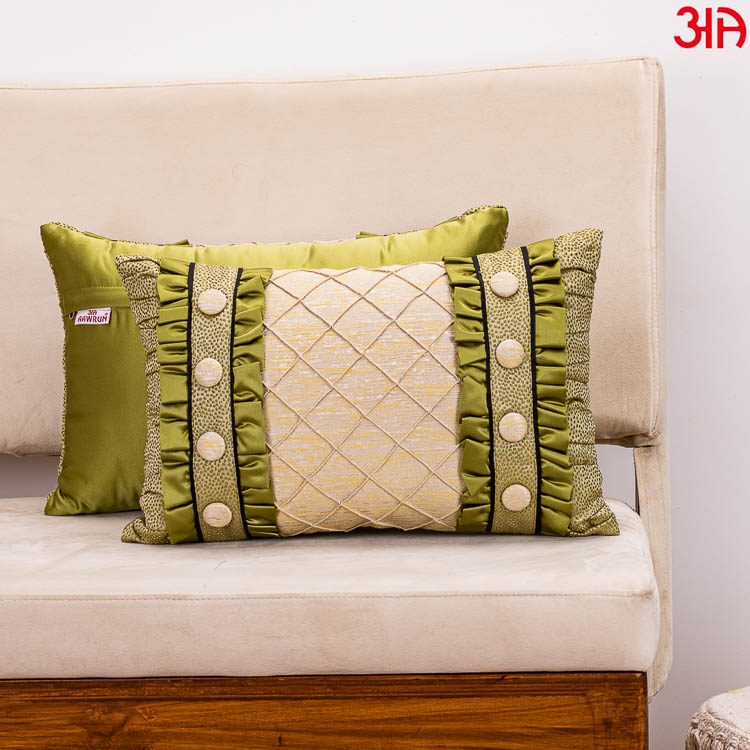 Both Side Frill Belt Rectangle Cushion Cover