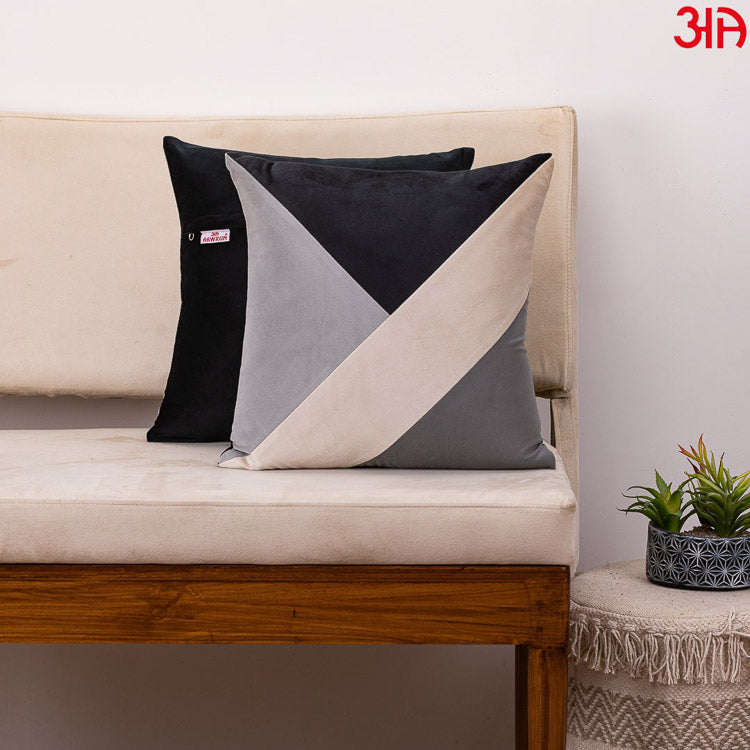 Grey black triangle block cushion2