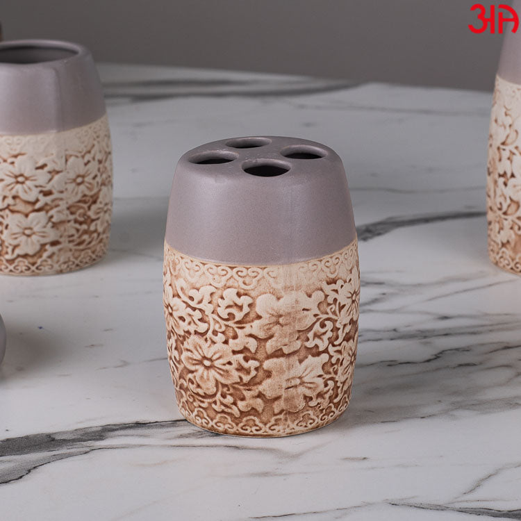 grey floral soap dispenser set 4