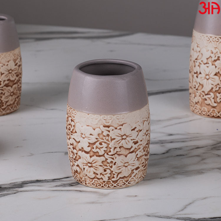 grey floral soap dispenser set 5