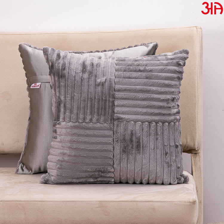 grey fur square cushion