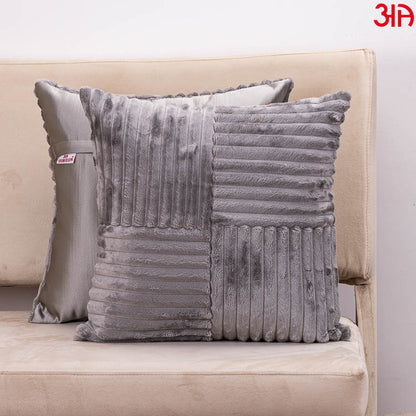 grey fur square cushion