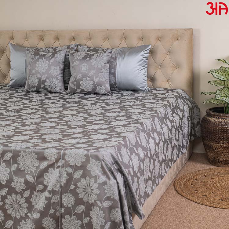 grey jacquard mix bed cover4