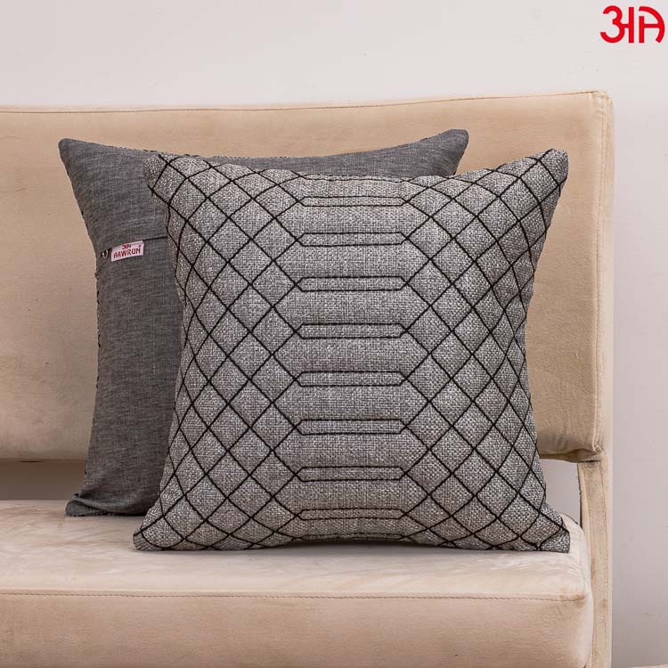grey jute quilted cushion covers