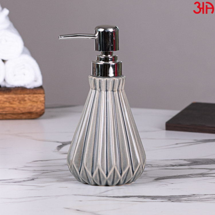 grey marble soap dispenser stripe cut