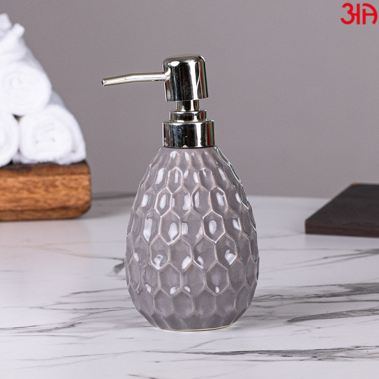 grey hexagon cut soap dispenser