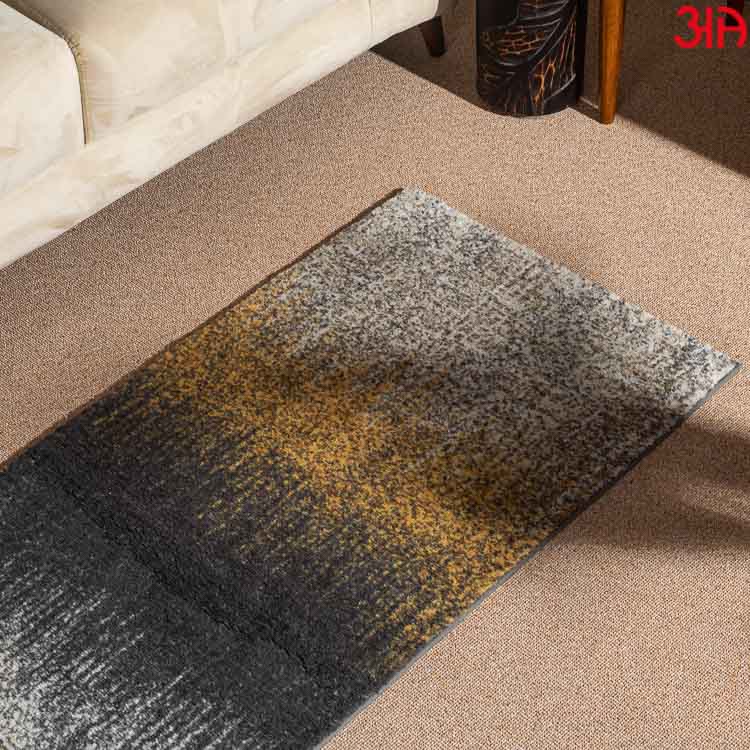 grey yellow long carpet for sofa side