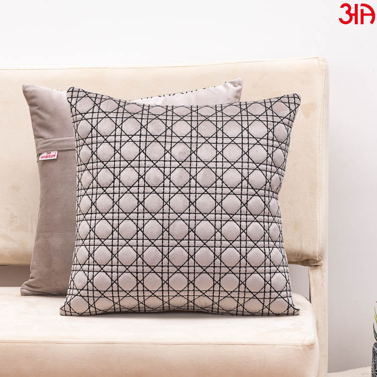 Diagonal Quilted Cushion Grey