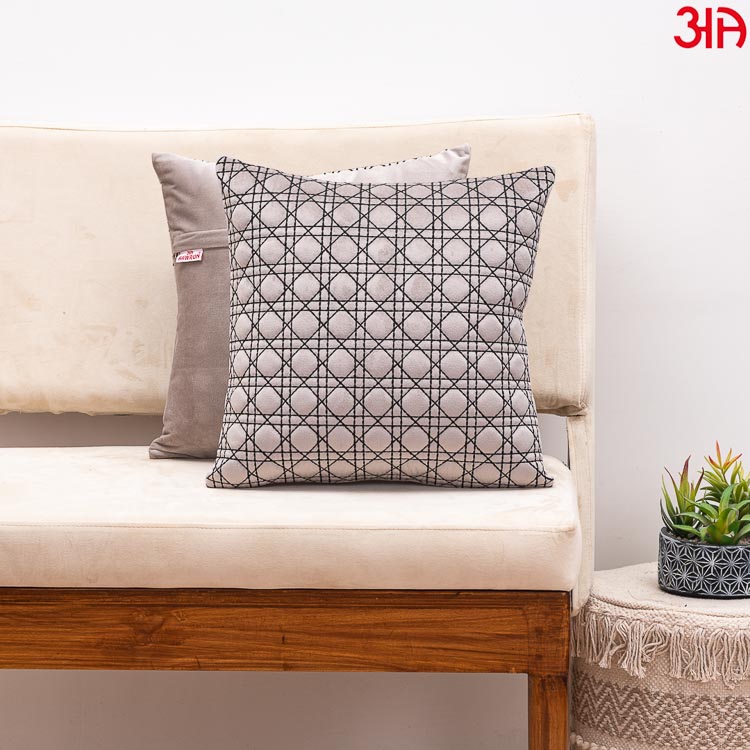 Diagonal Quilted Cushion Grey2