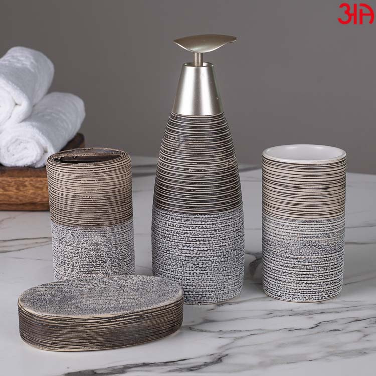 grey stone finish dispenser set