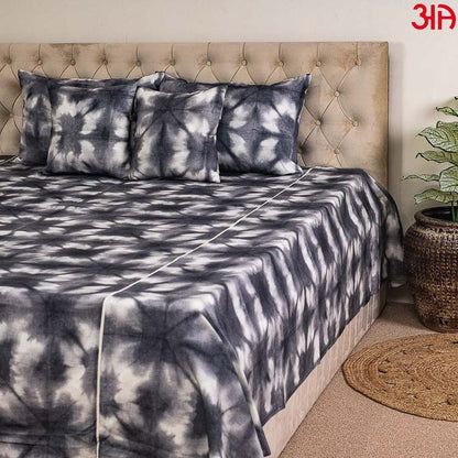 grey white cotton bed cover4