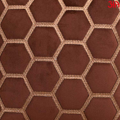 hexagon zari embossed cushion brown3