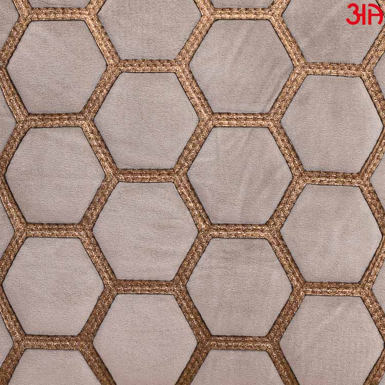 hexagon zari embossed cushion grey3