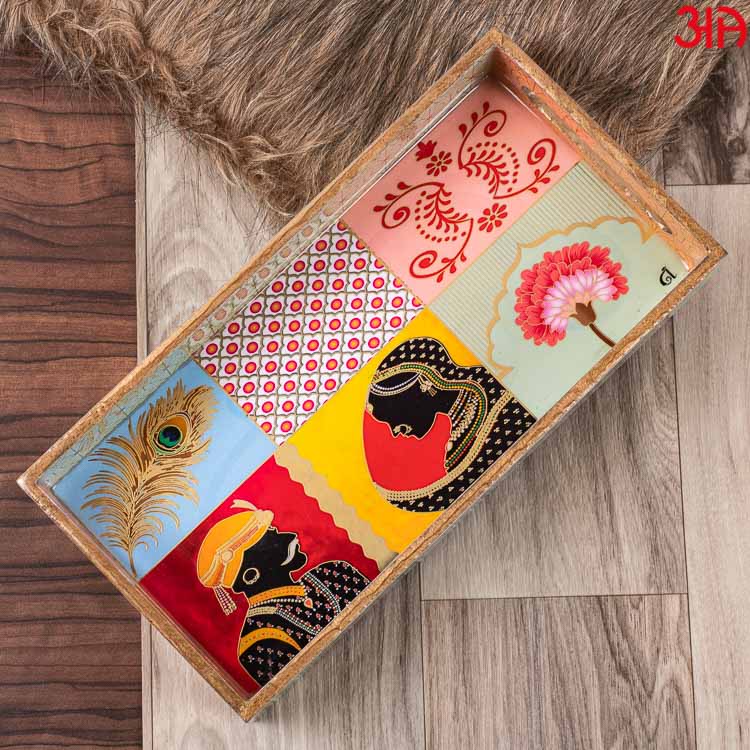 indian traditional design serving tray