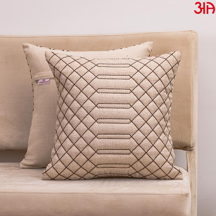 beige jute quilted cushion covers