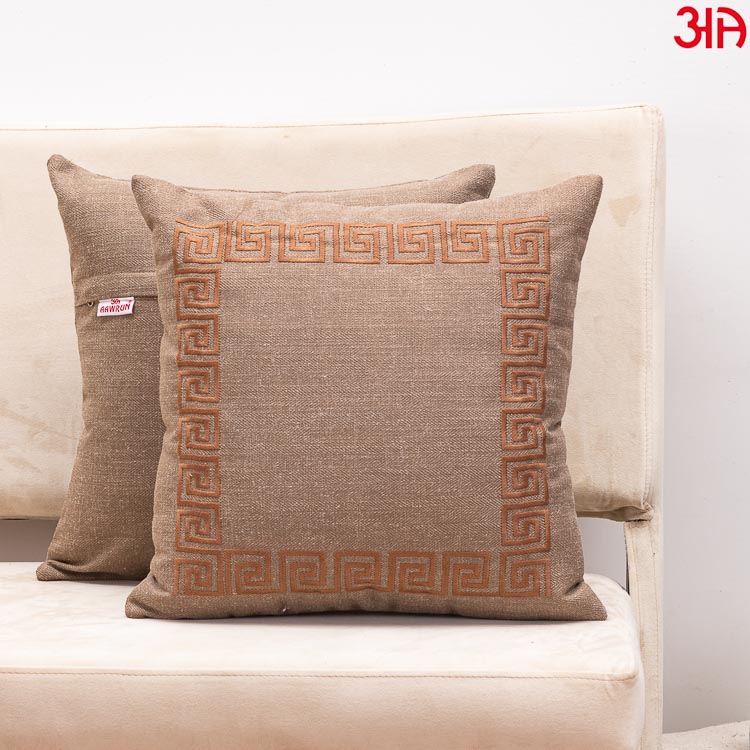 brown cotton jute cushion cover