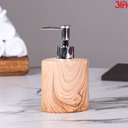oval wooden ceramic soap dispenser