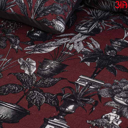 maroon black cotton bed cover3