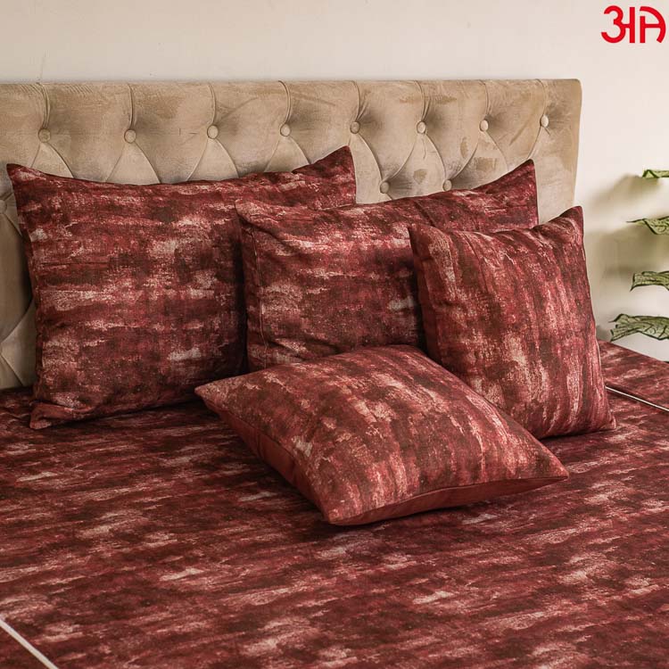 maroon color cotton bed cover2