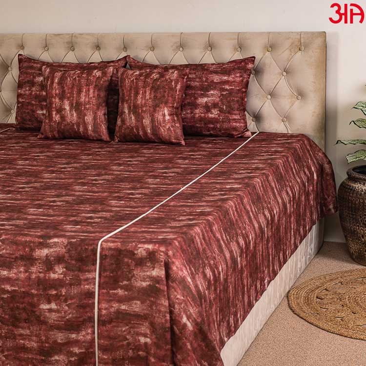 maroon color cotton bed cover4