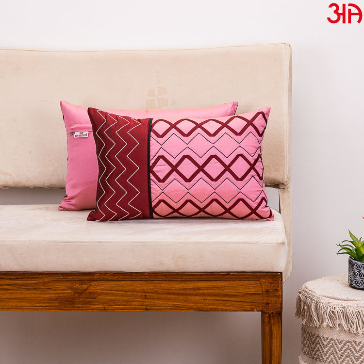 pink maroon zig zag 12x18 cushion