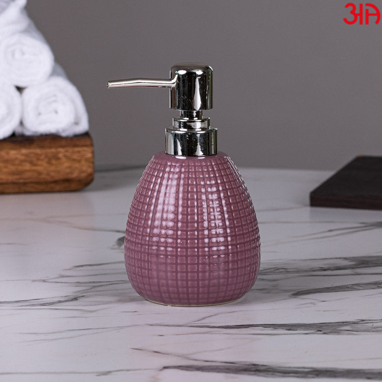 mauve ceramic soap dispenser