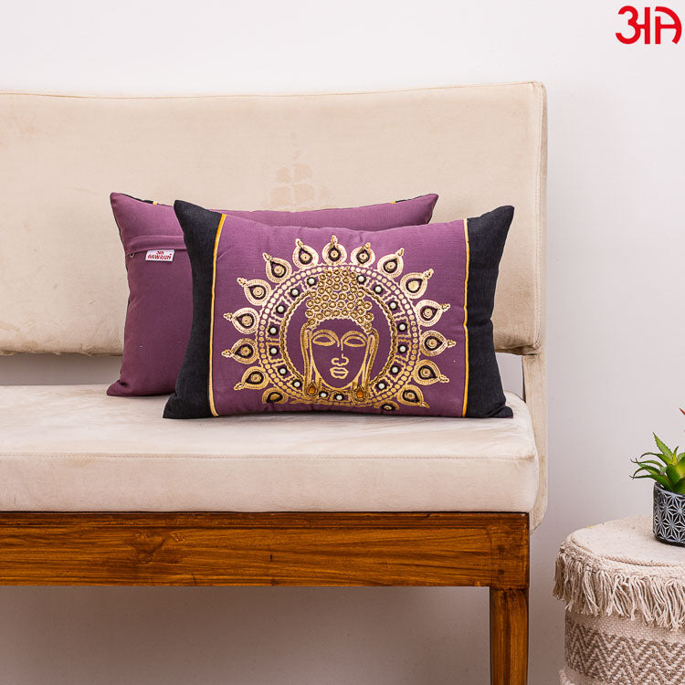 mauve buddha art cushion2