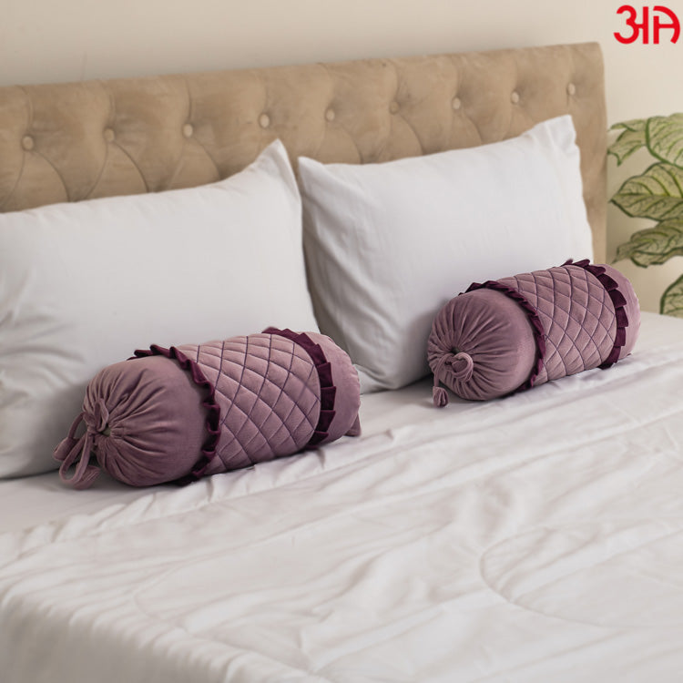 mauve bolster cover velvet2