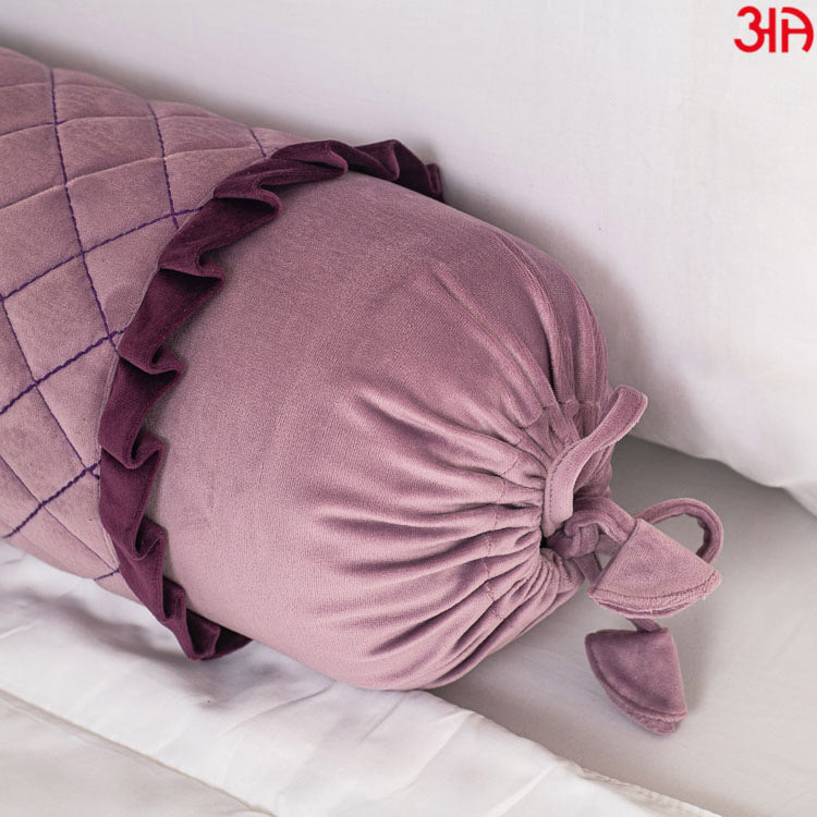mauve bolster cover velvet3