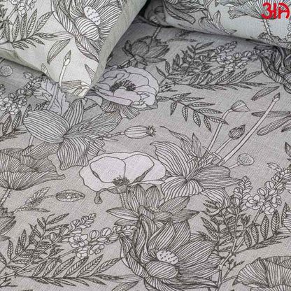mint leaf floral cotton bed cover3