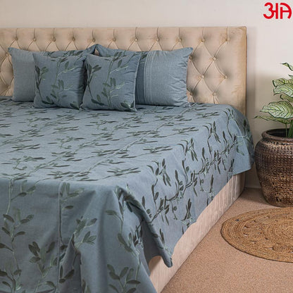mint jacquard mix bed cover4