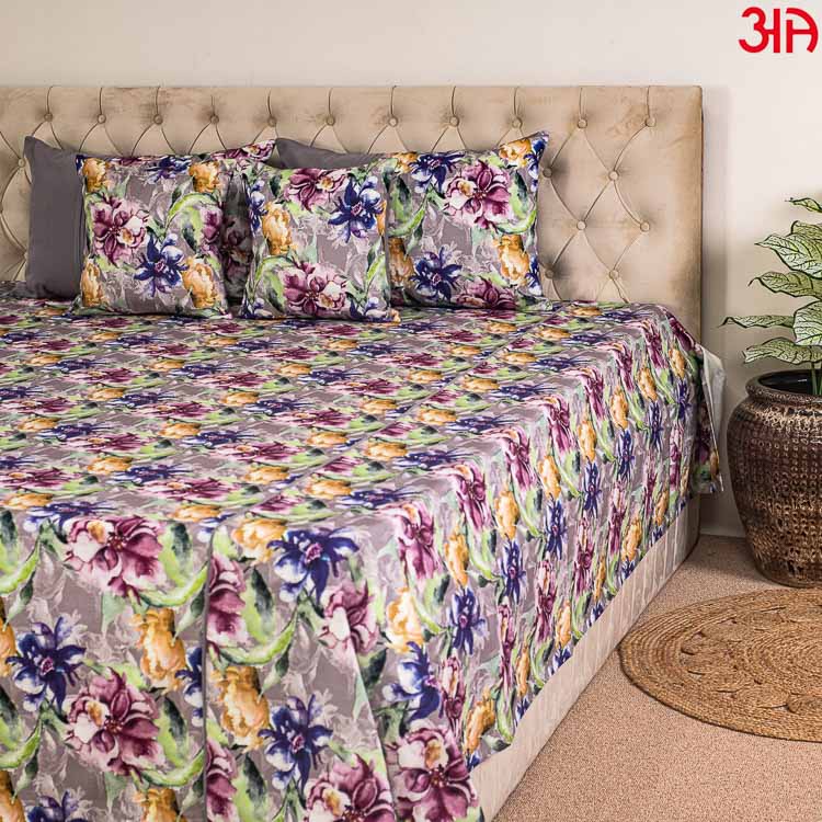 multi floral cotton bed cover4