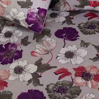 purple floral cotton bed cover3