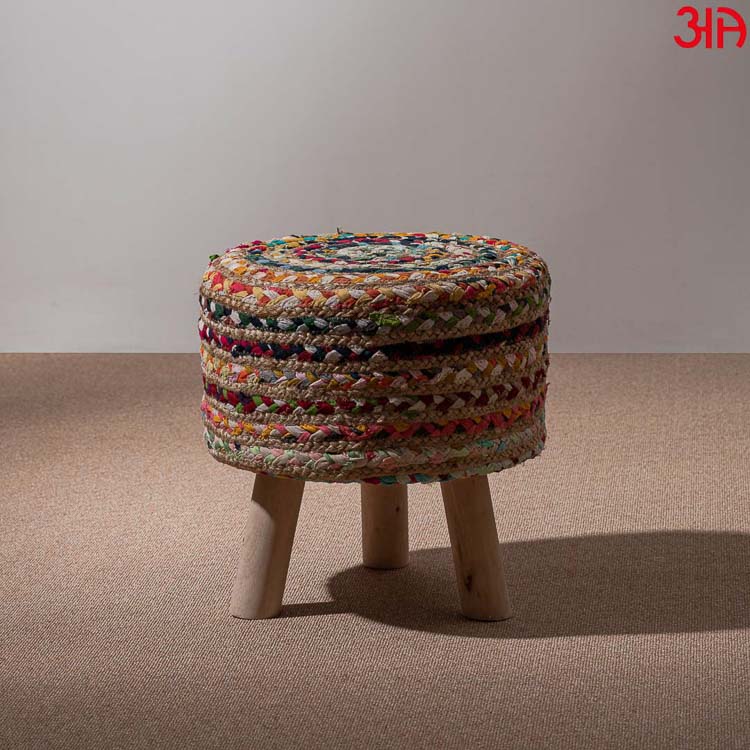 multi color jute short stool