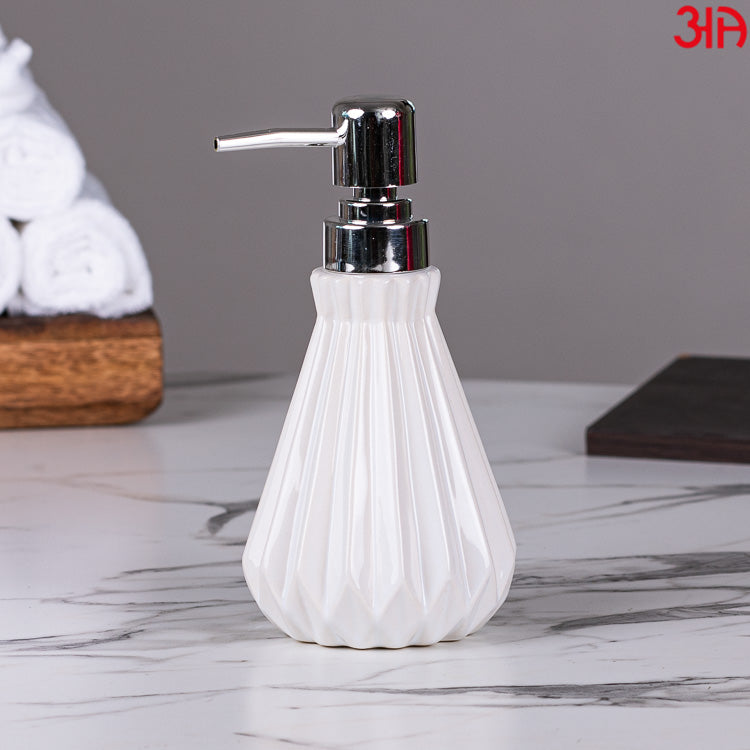 white marble soap dispenser stripe cut