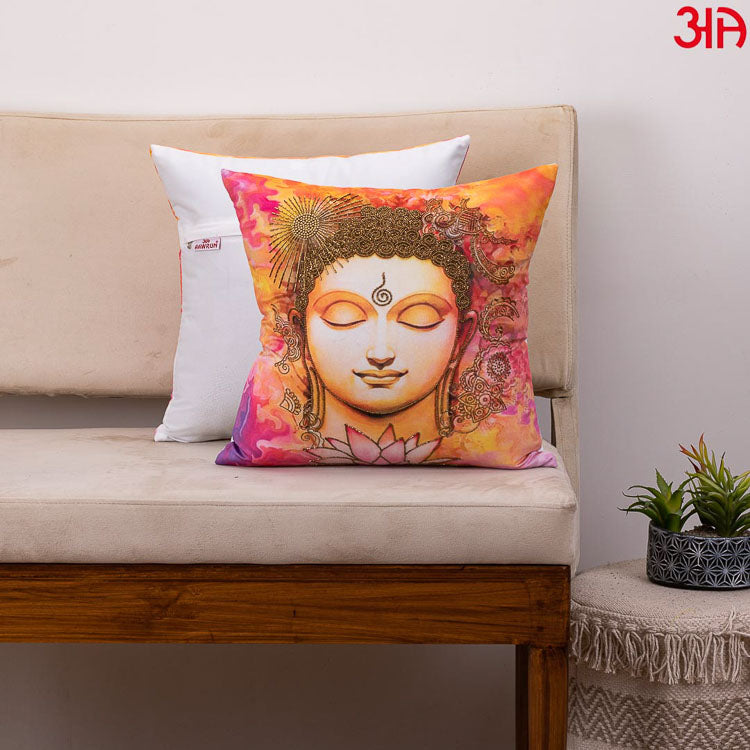 orange buddha design cushion2