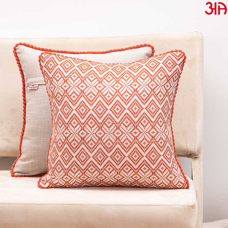 orange barfi design cotton cushion