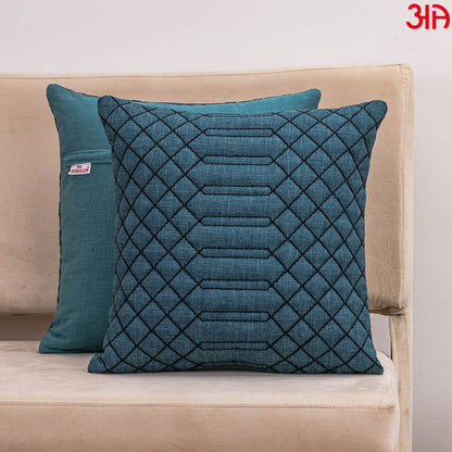 deep green jute quilted cushion covers