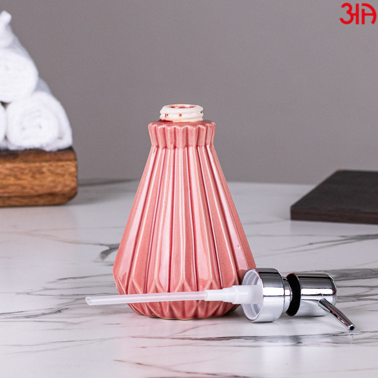 pink ceramic pump soap dispenser