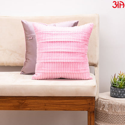 Pink Fur Stripe Cushion2