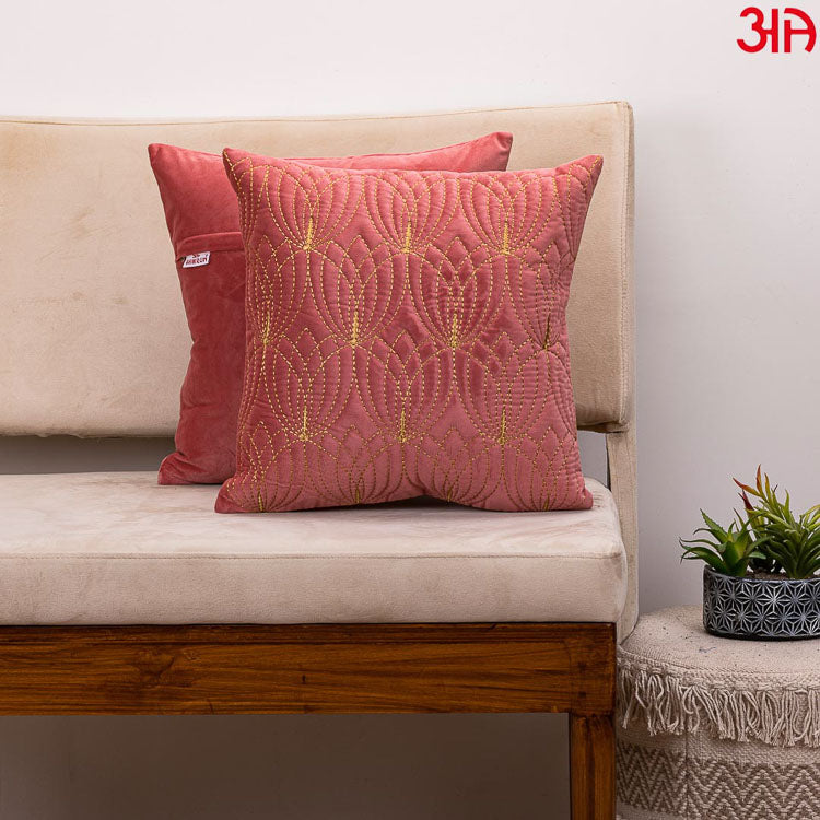 pink Lotus Zari Cushions2